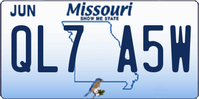 MO license plate QL7A5W