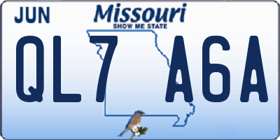 MO license plate QL7A6A