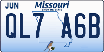 MO license plate QL7A6B