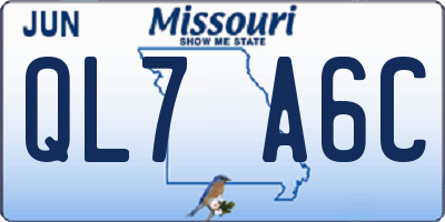 MO license plate QL7A6C