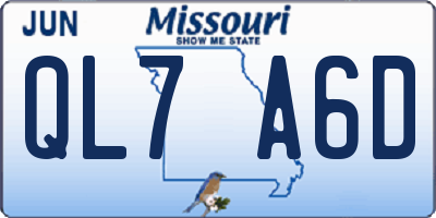 MO license plate QL7A6D