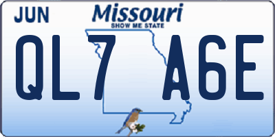 MO license plate QL7A6E