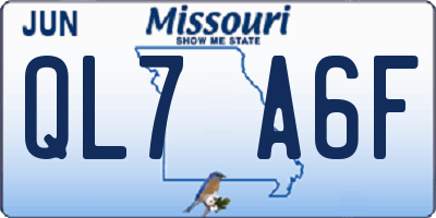 MO license plate QL7A6F