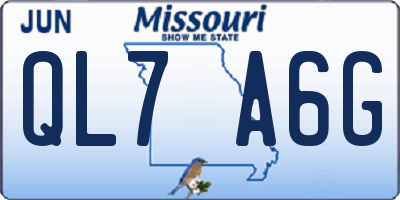 MO license plate QL7A6G