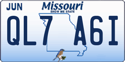 MO license plate QL7A6I