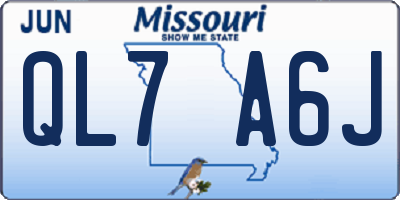 MO license plate QL7A6J