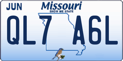 MO license plate QL7A6L