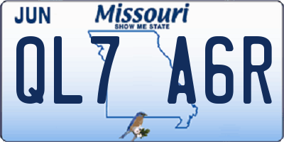 MO license plate QL7A6R