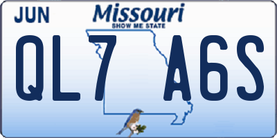 MO license plate QL7A6S