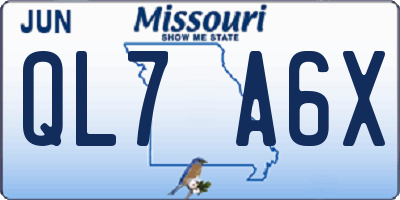 MO license plate QL7A6X
