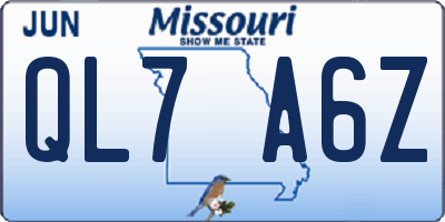 MO license plate QL7A6Z