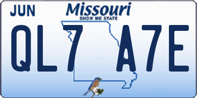MO license plate QL7A7E