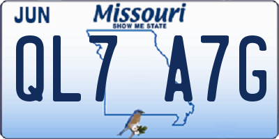 MO license plate QL7A7G
