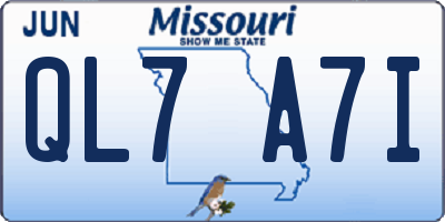 MO license plate QL7A7I