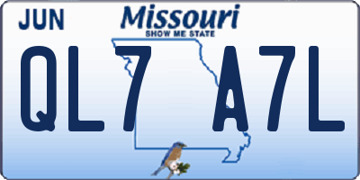 MO license plate QL7A7L