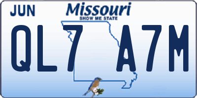 MO license plate QL7A7M