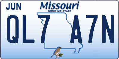 MO license plate QL7A7N