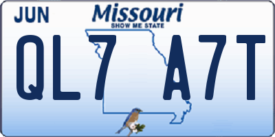 MO license plate QL7A7T