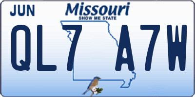 MO license plate QL7A7W