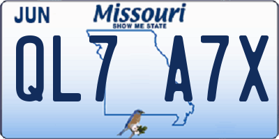 MO license plate QL7A7X