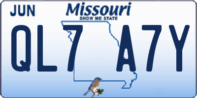 MO license plate QL7A7Y