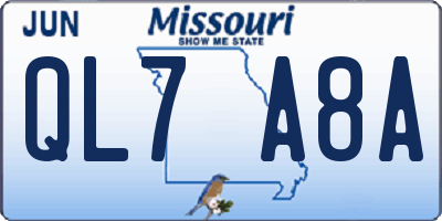 MO license plate QL7A8A