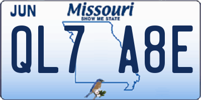 MO license plate QL7A8E