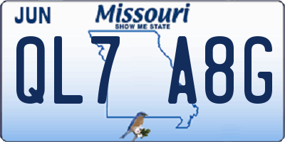 MO license plate QL7A8G