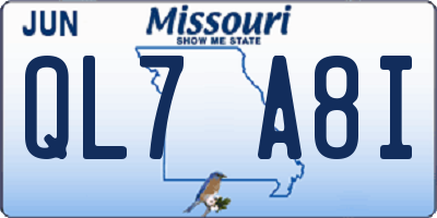 MO license plate QL7A8I