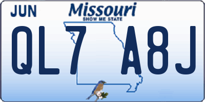 MO license plate QL7A8J