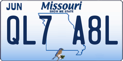 MO license plate QL7A8L