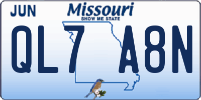 MO license plate QL7A8N