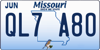 MO license plate QL7A8O