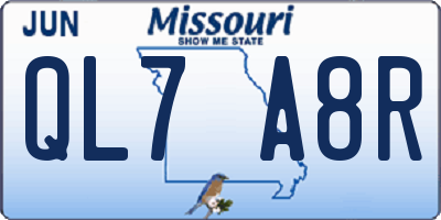 MO license plate QL7A8R