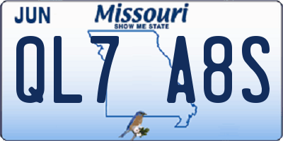 MO license plate QL7A8S