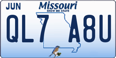 MO license plate QL7A8U