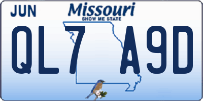 MO license plate QL7A9D