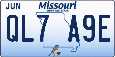 MO license plate QL7A9E