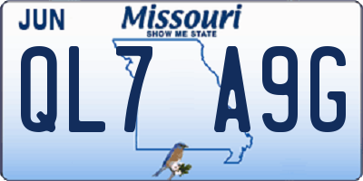 MO license plate QL7A9G