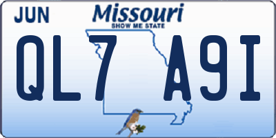 MO license plate QL7A9I