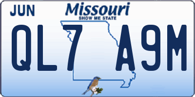 MO license plate QL7A9M