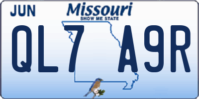 MO license plate QL7A9R
