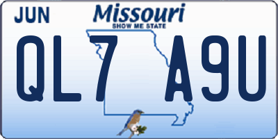 MO license plate QL7A9U