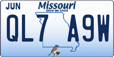 MO license plate QL7A9W