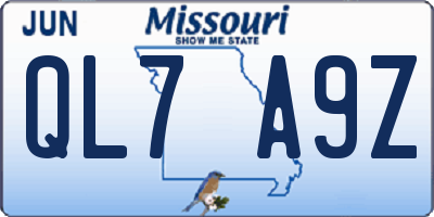 MO license plate QL7A9Z