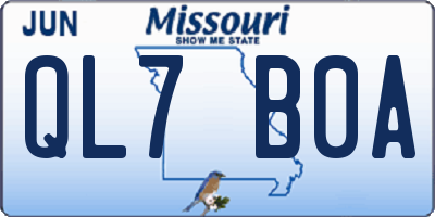 MO license plate QL7B0A
