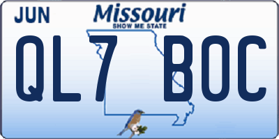 MO license plate QL7B0C