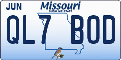 MO license plate QL7B0D