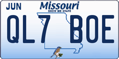 MO license plate QL7B0E