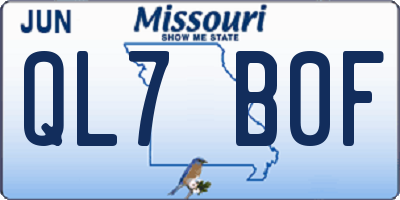 MO license plate QL7B0F